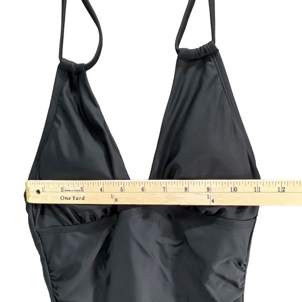 Espidoo Swimsuit Women S Black Padded One Piece Adjustable Ruched Beach Vacation